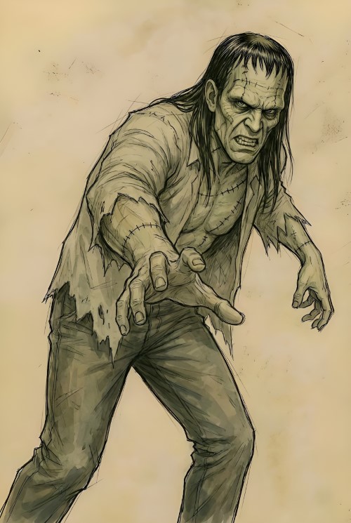 Early Frankenstein creature image created July 2025