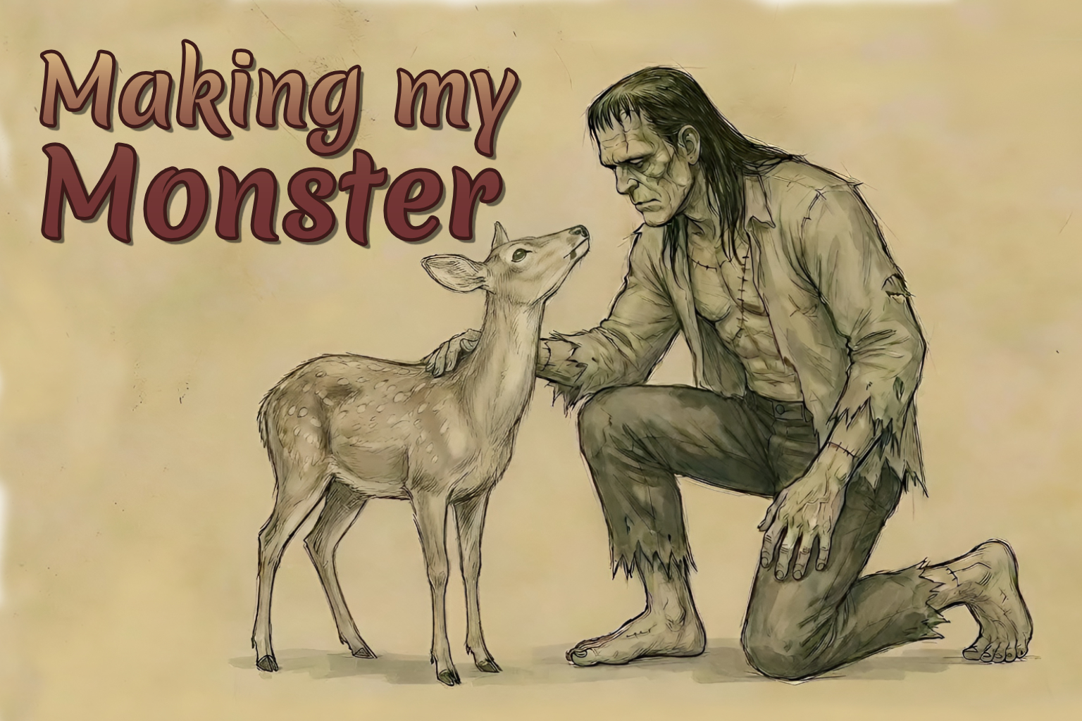 Making my Monster - Frankenstein creature and deer